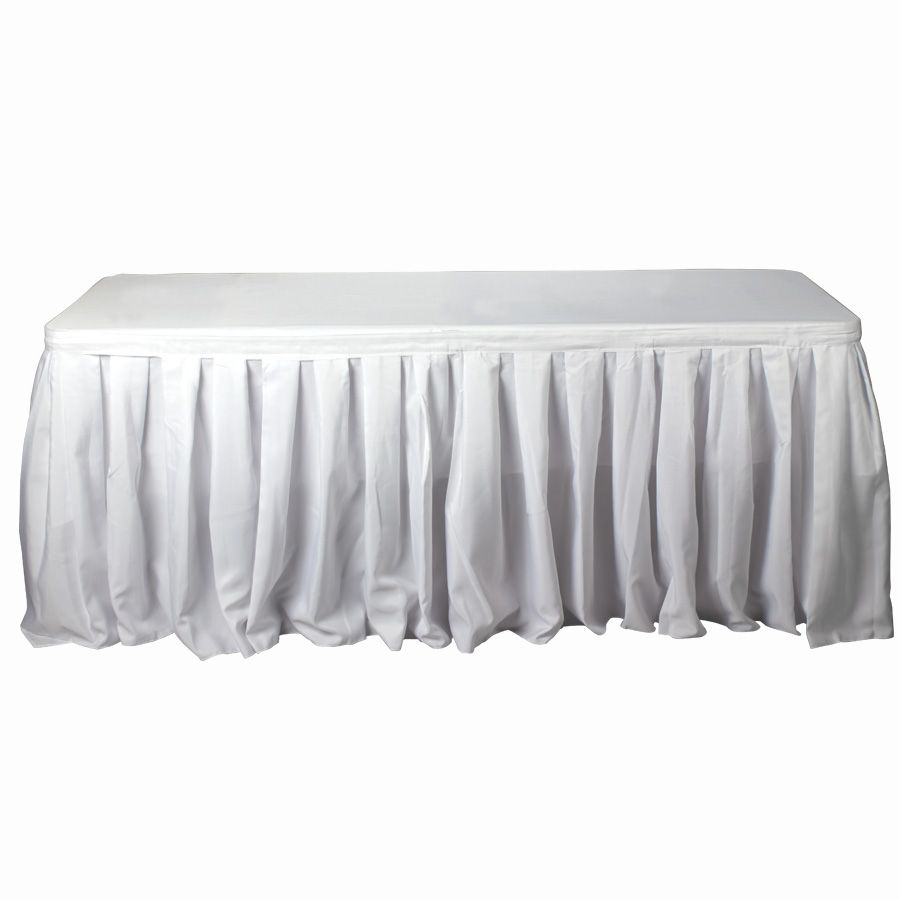 17' L X 29" H POLYESTER 6' TABLE SKIRT, 1 PC/PACK,, Color: white