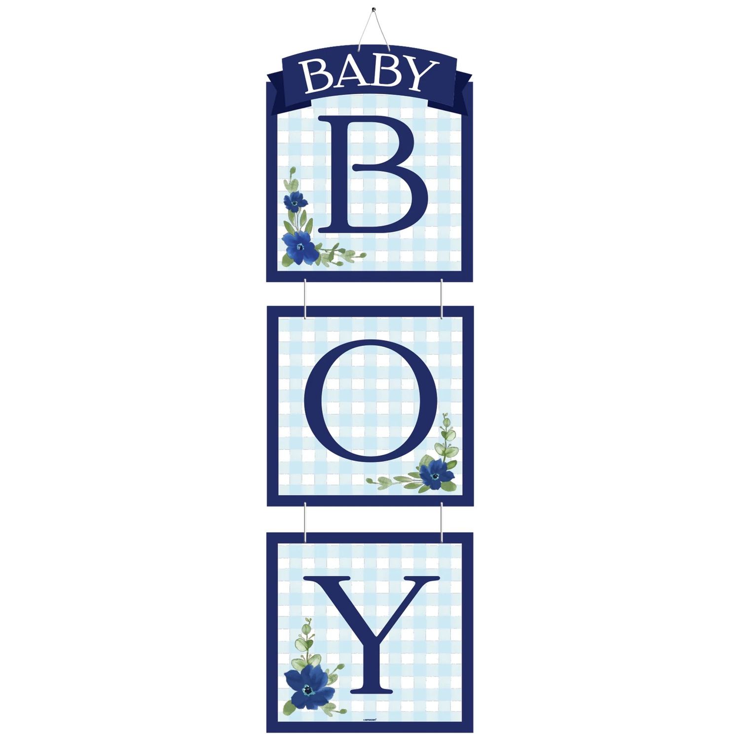 Baby Boy Baby in Bloom Stacked Cardboard Sign, 8in x 27.5in