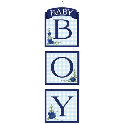 Baby Boy Baby in Bloom Stacked Cardboard Sign, 8in x 27.5in