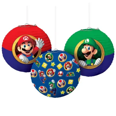 Super Mario Paper Lanterns, 9.5in, 3ct