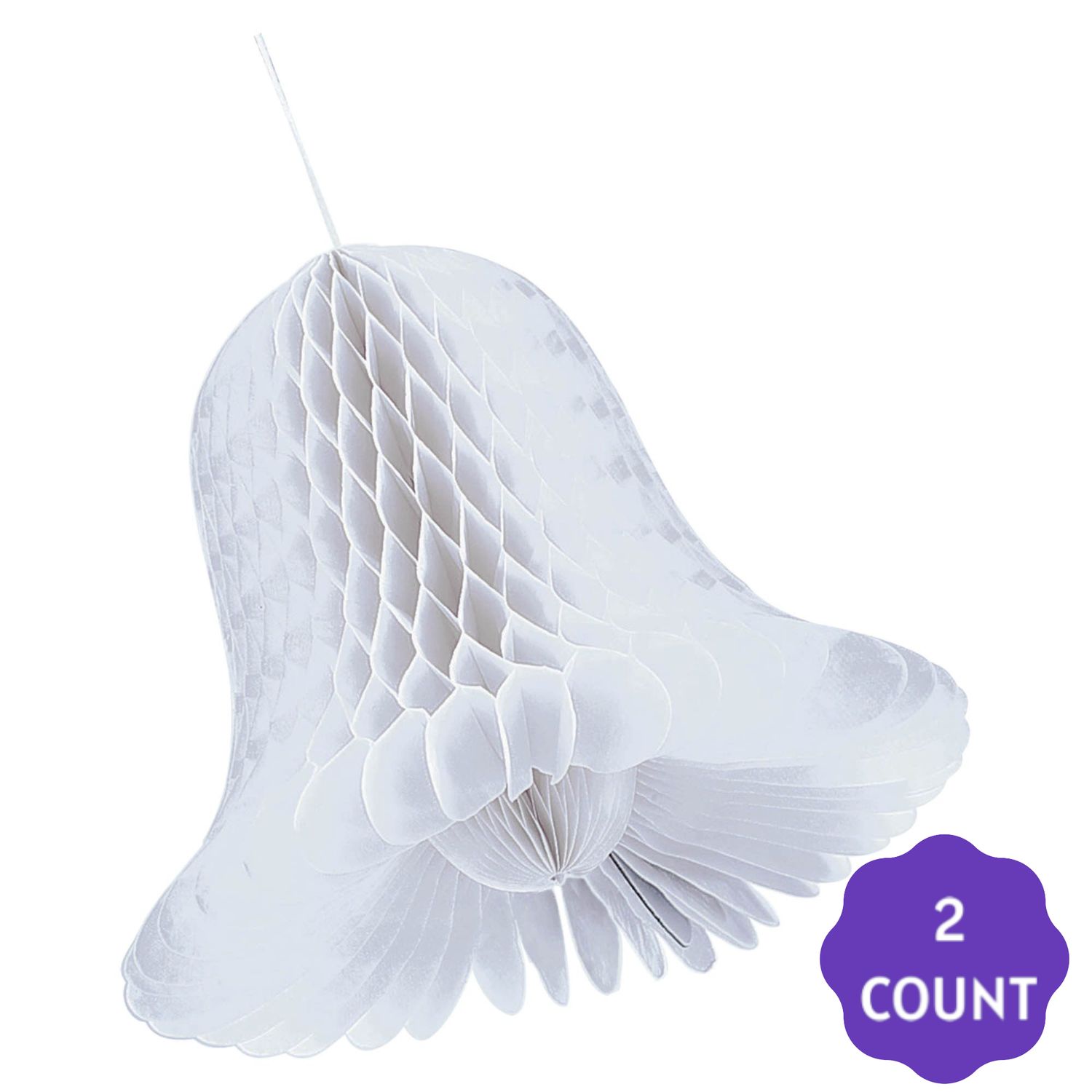 9" White Bridal Honeycomb Bells 2CT