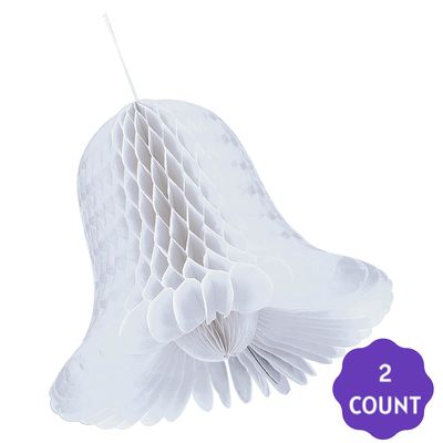 9" White Bridal Honeycomb Bells 2CT