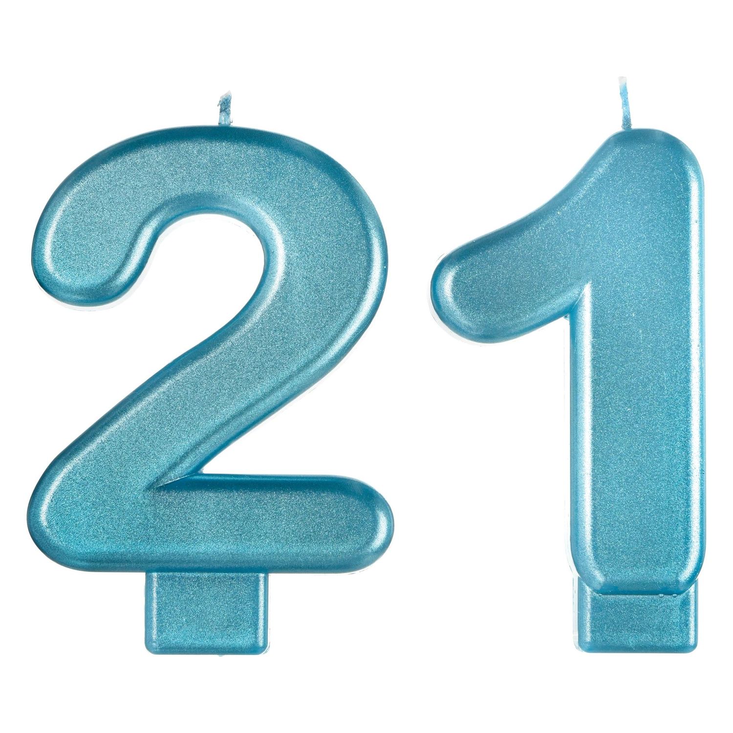 Blue Number 21 Birthday Candles, 2pc
