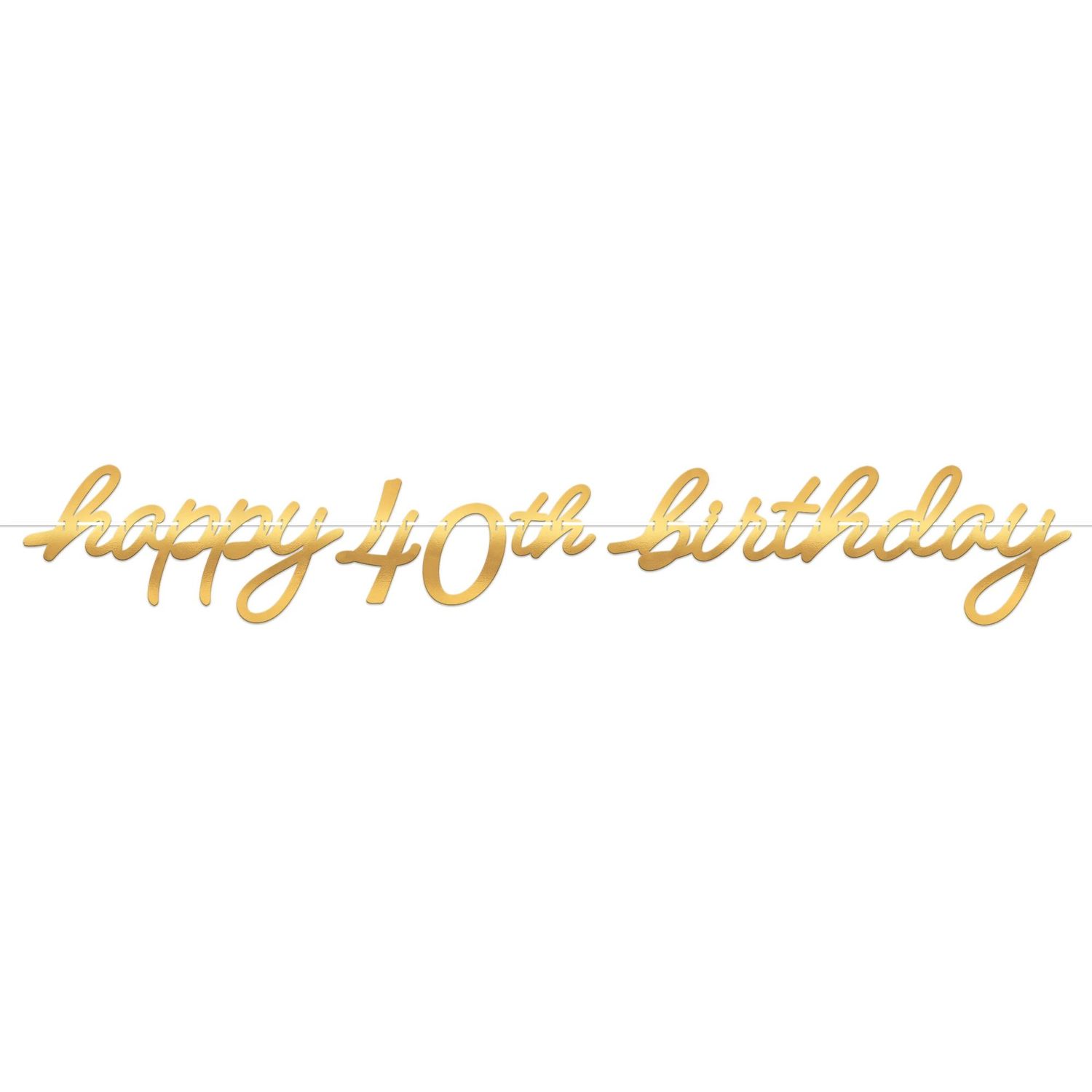 Metallic Golden Age Happy 40th Birthday Cardstock Letter Banner, 12ft