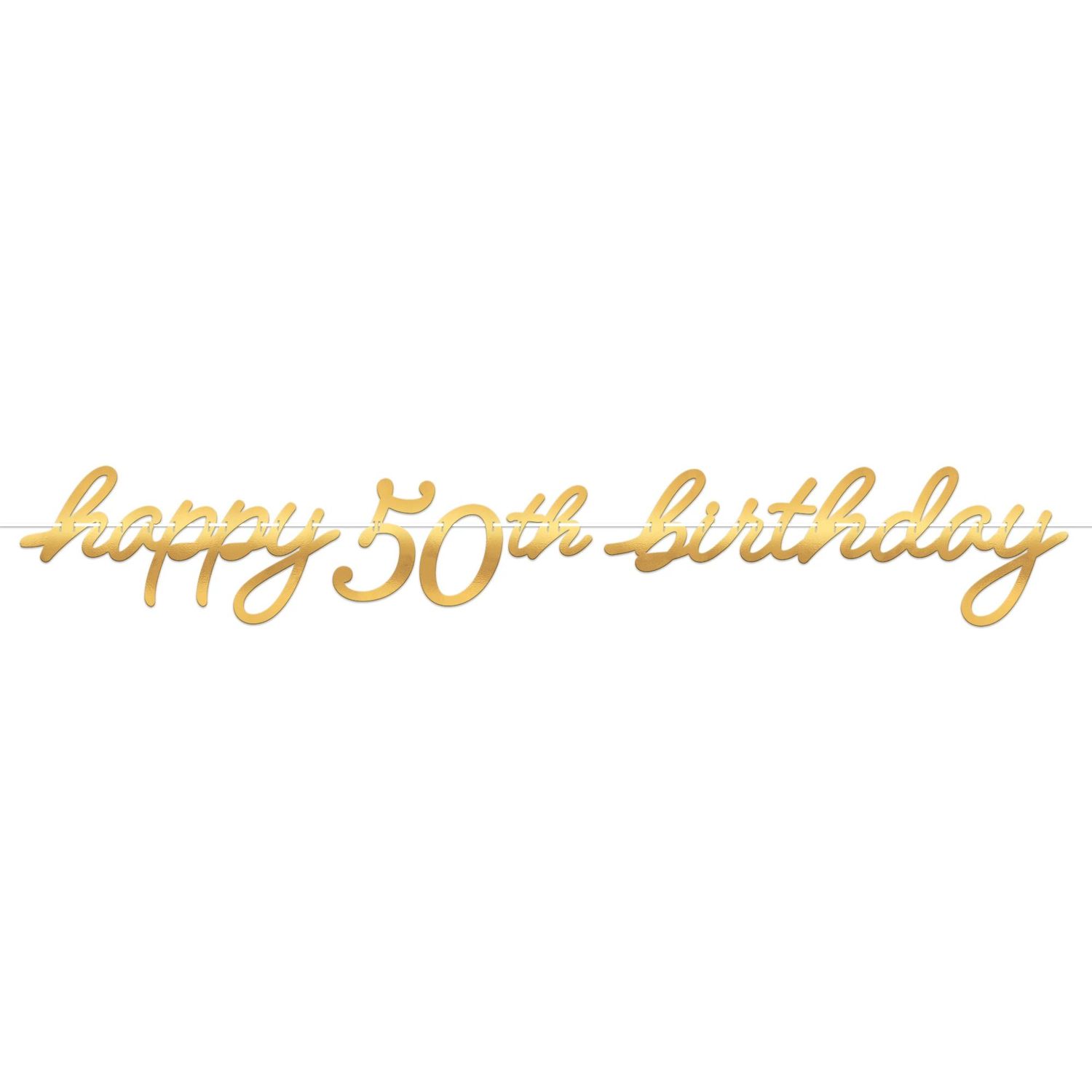 Metallic Golden Age Happy 50th Birthday Cardstock Letter Banner, 12ft