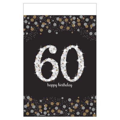 60th Birthday Plastic Table Cover - Sparkling Celebration
