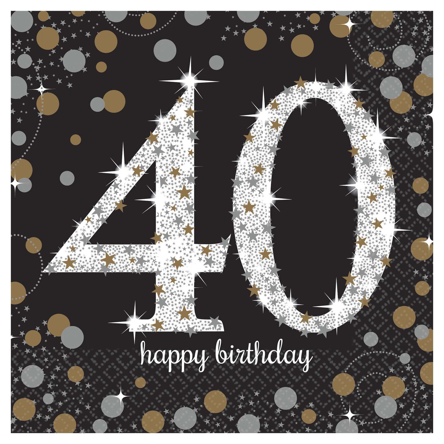 40 th SPARKLING CELEBRATION BEVERAGE NAPKINS 16CT