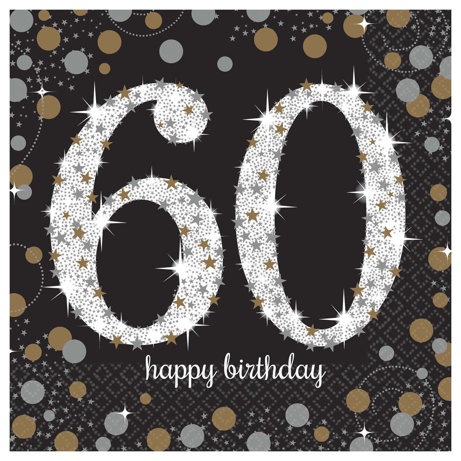 60th Birthday Lunch Napkins 16ct - Sparkling Celebration