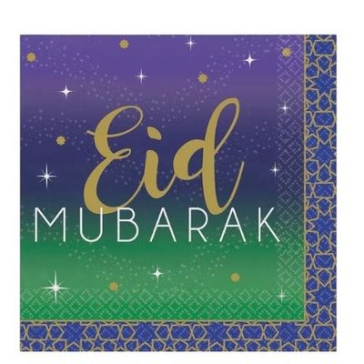 Eid Mubarak Beverage Napkins 16ct