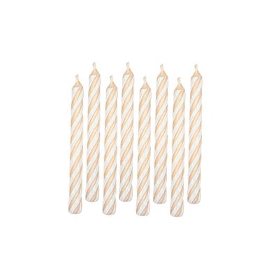White Candy Stripe Spiral Candles