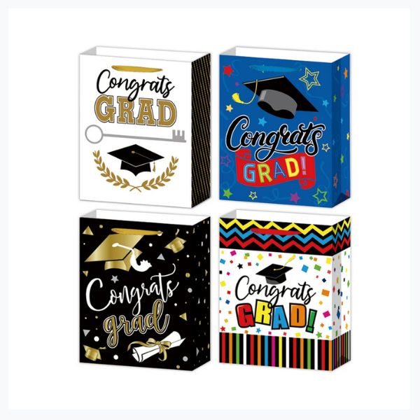 Graduation Gift Bag – “HS” Design, Large 10.5" x 13" x 5.5"