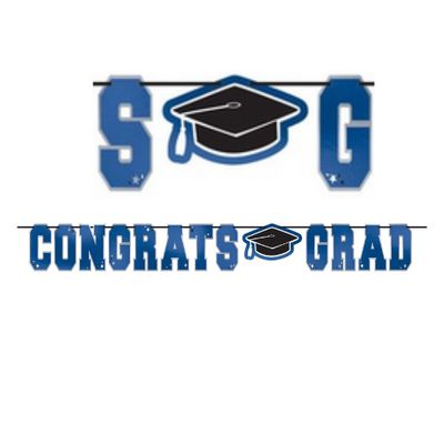 Blue Congrats Grad Letter Banner