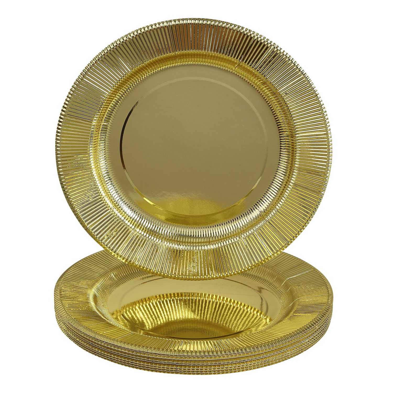 RUFFELED METALLIC FOIL FINISH PAPER  CHARGER PLATES 13" 10CT, Color: GOLD
