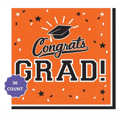 Congrats Grad Lunch Napkins – 36ct, Orange