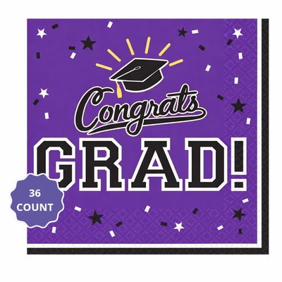 Congrats Grad Lunch Napkins – 36ct, Purple