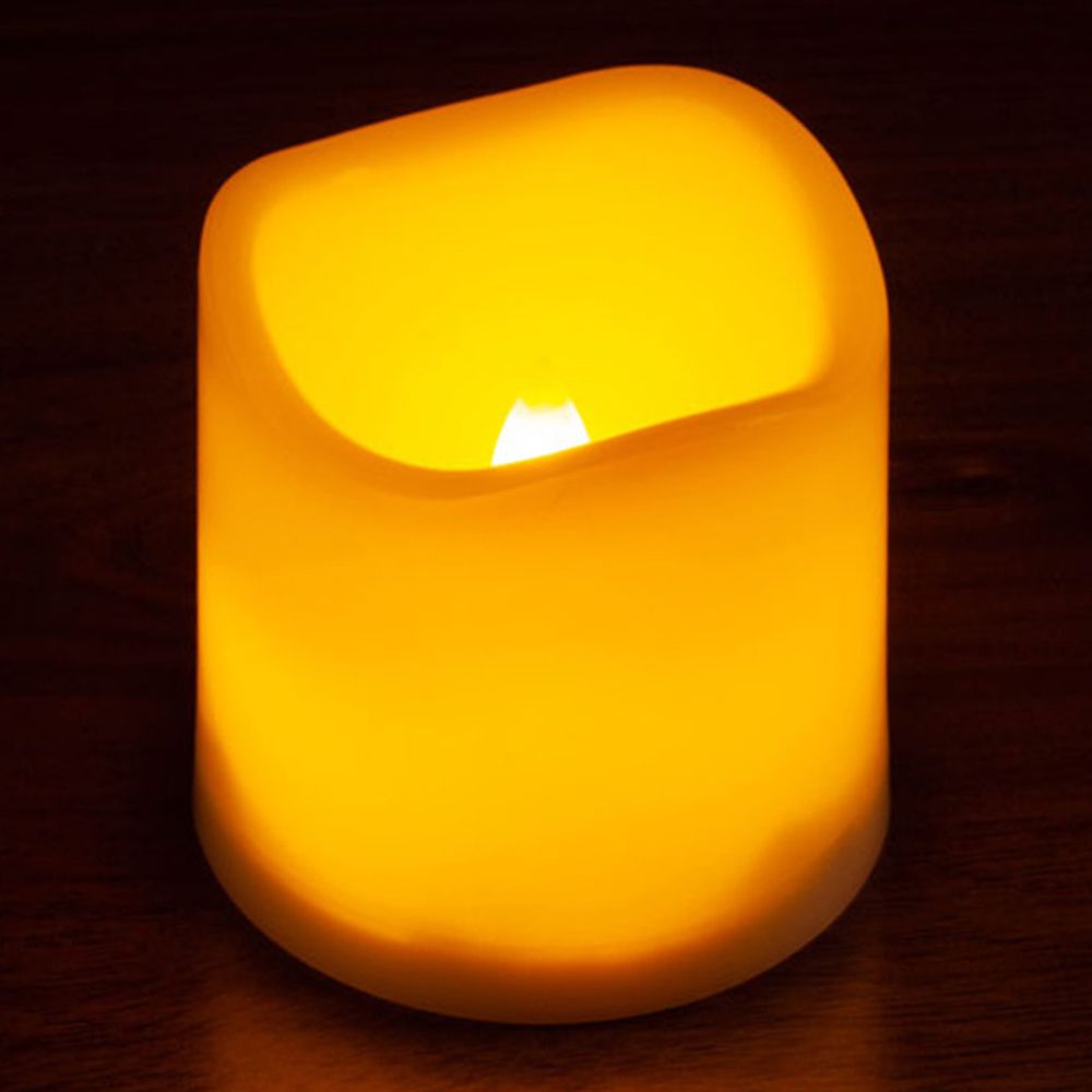 LED FLICKERING PLASTIC  CANDLE, 1 PC/BOX - IVORY, SIZE &amp; VARIETY: 3" X 3"