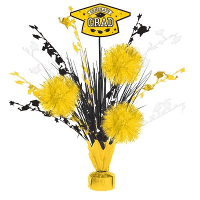 Yellow Congrats Grad Tinsel Burst Spray Centerpiece, 18in