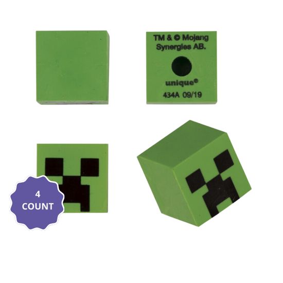 Minecraft Pencil Top Erasers 4ct