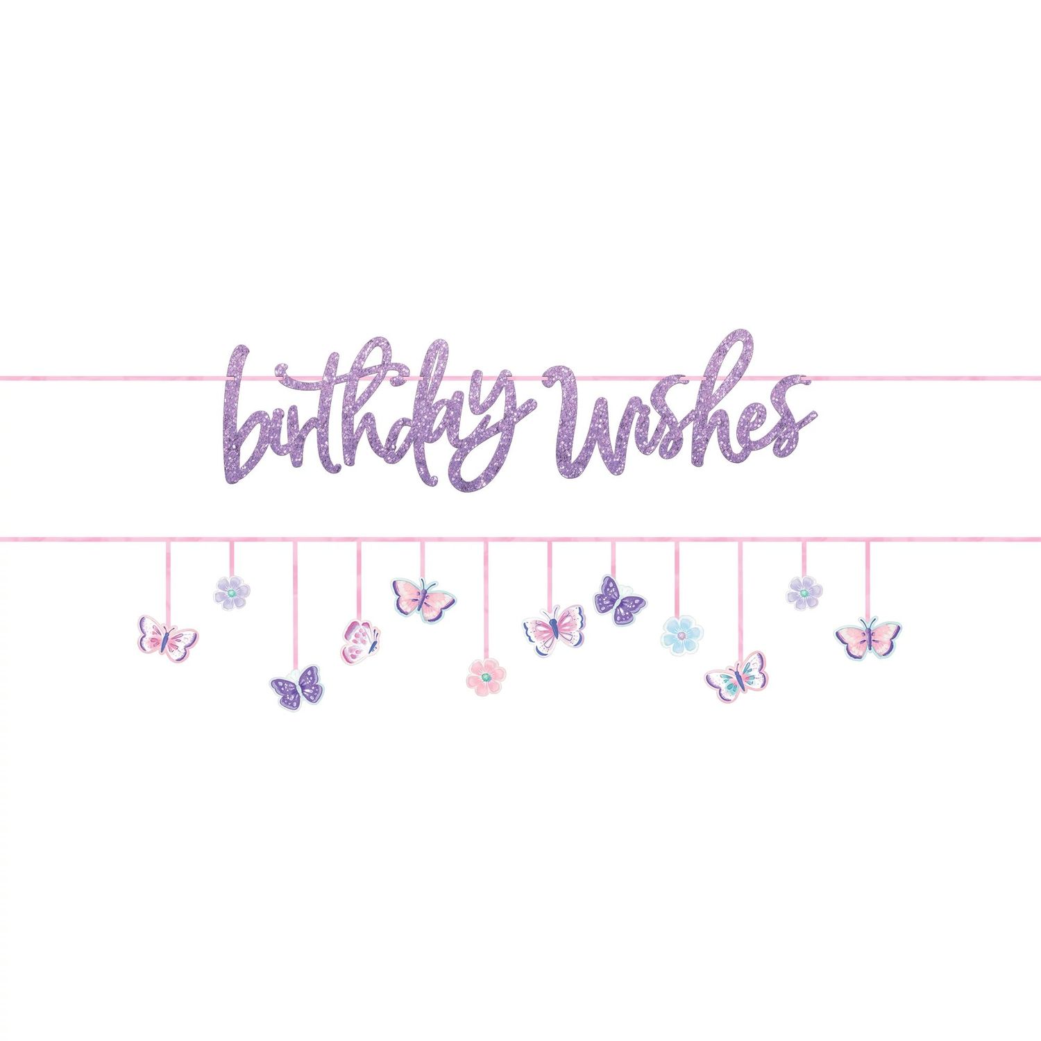 Glitter Birthday Wishes Flutter Banners 2ct