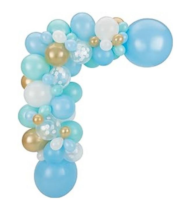 Balloon Garland Arch Kit, Blue/Gold/White, for Baby Shower/Gender Reveal/Birthday Party