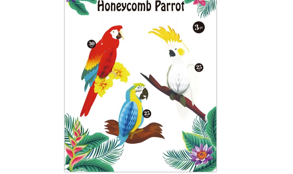 3pcs honeycomb parrot 9.8"(2pcs),11.8" (1pc)