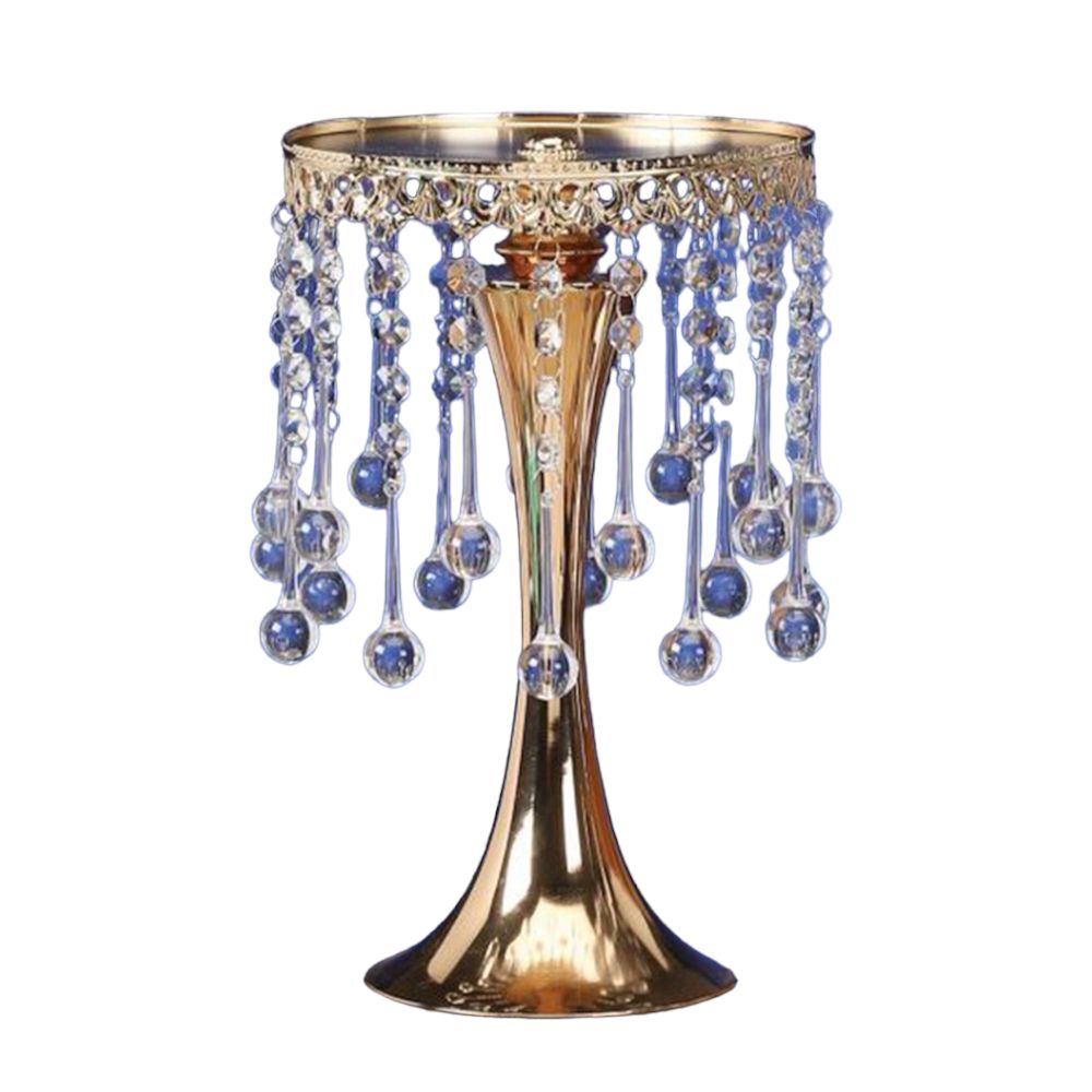 CRYSTAL BEADED CAKE STAND &amp; CENTERPIECE, M,13.5"Hx8"D, 1PC/BOX, Color: GOLD