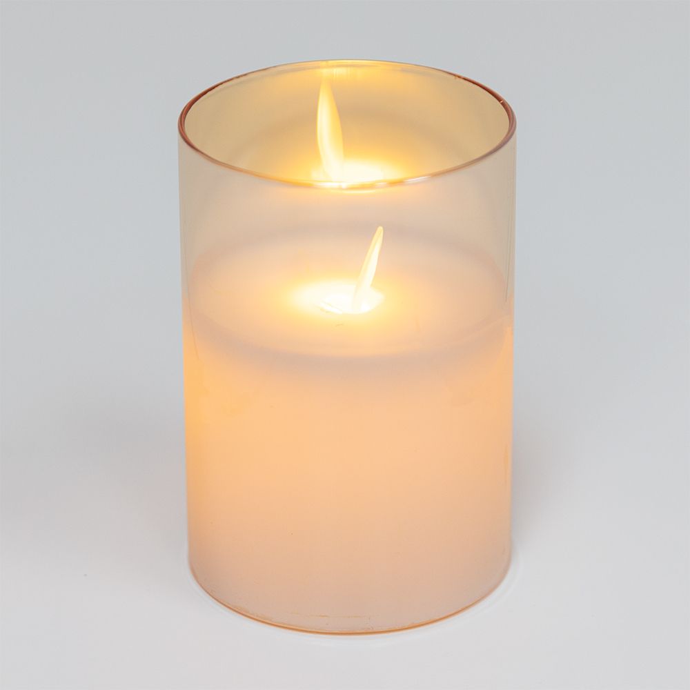 AMBER LED GLASS CANDLES, SIZE &amp; VARIETY: 3"W x 4"H