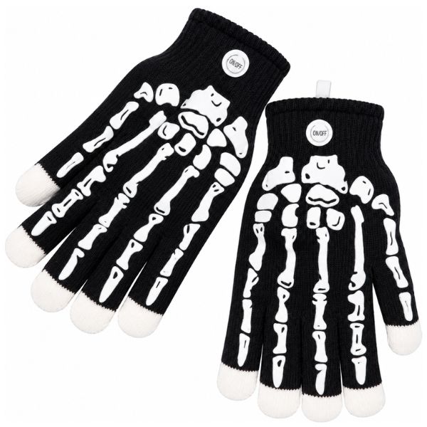 LED Light-Up Skeleton Gloves – Color-Changing Fingertips, 1 Pair
