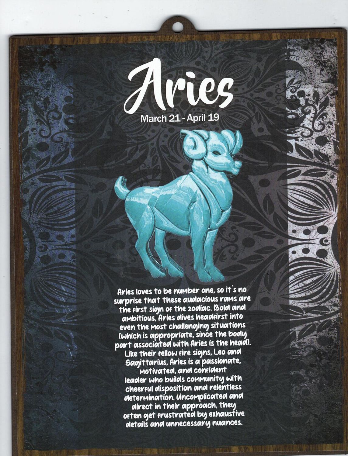 ARIES  WOOD SIGN 8" X 10"