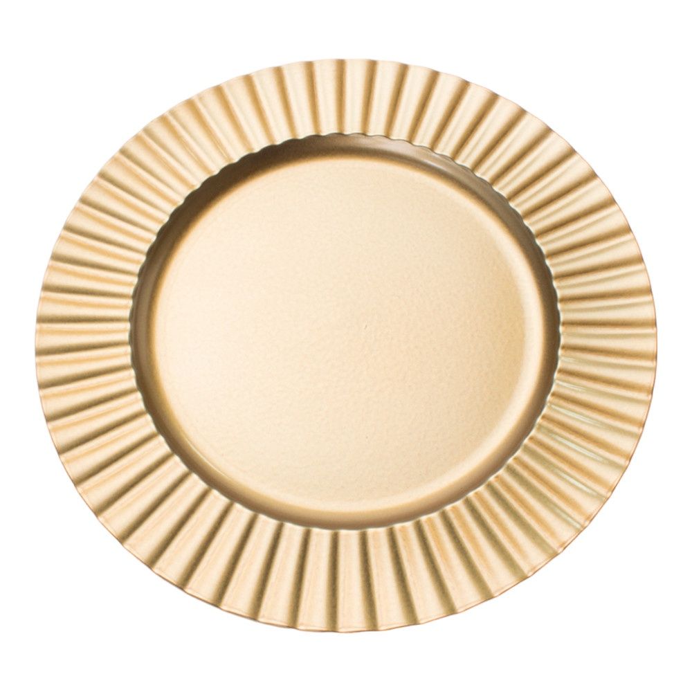 Matte Fluted Edge Plastic Charger Plate 13", Color: Gold