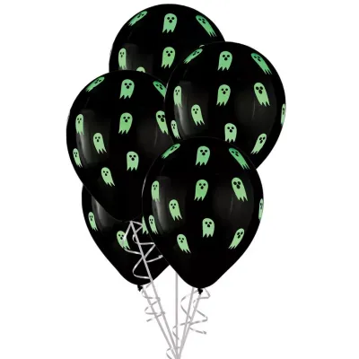 15ct, 12in, Glow-in-the-Dark Ghost Latex Balloons(Un-inflated)