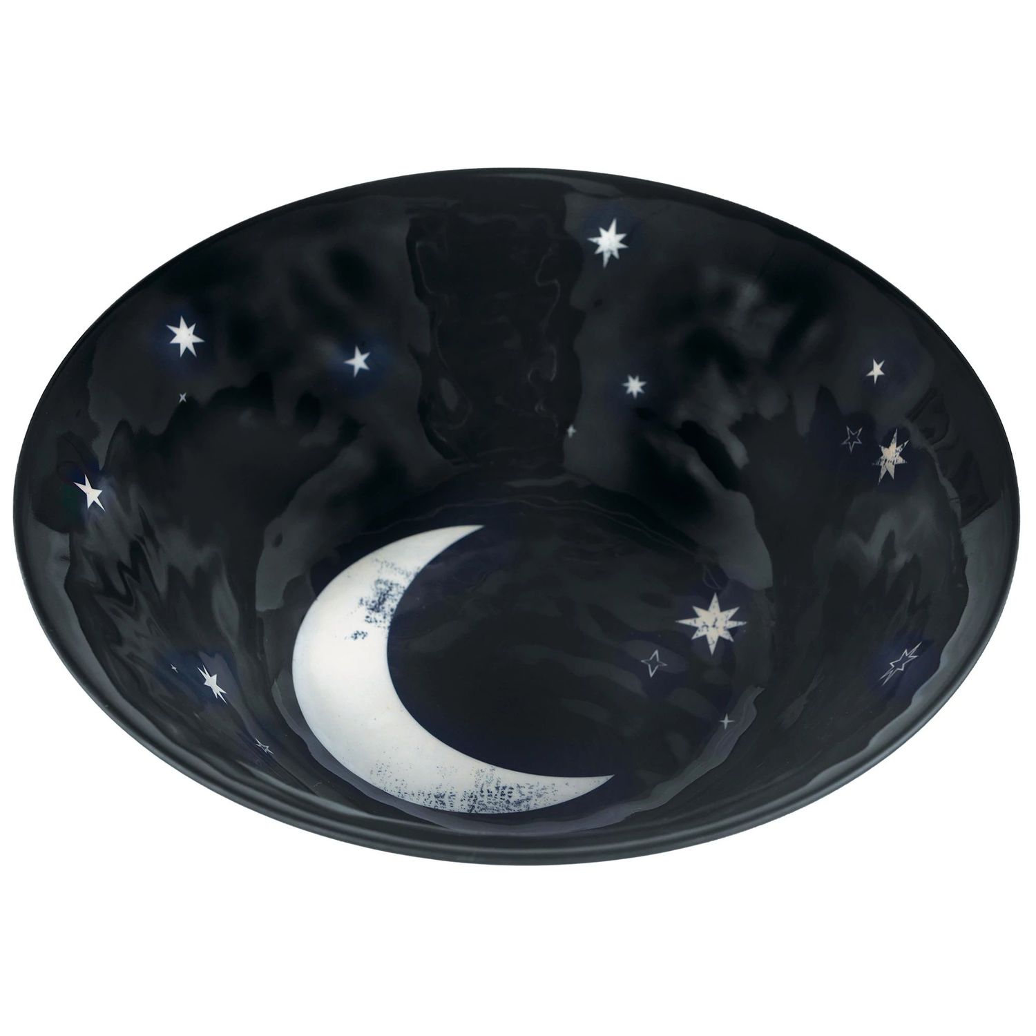 Classic Black &amp; White Moon Textured Melamine Serving Bowl, 80oz