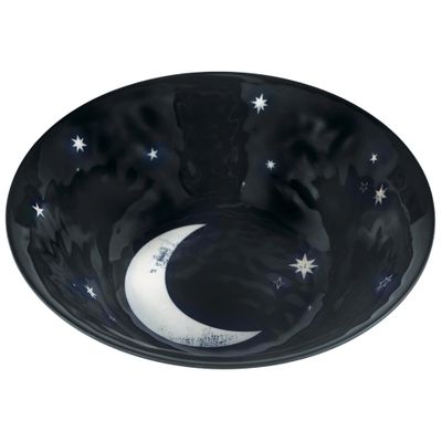 Classic Black &amp; White Moon Textured Melamine Serving Bowl, 80oz