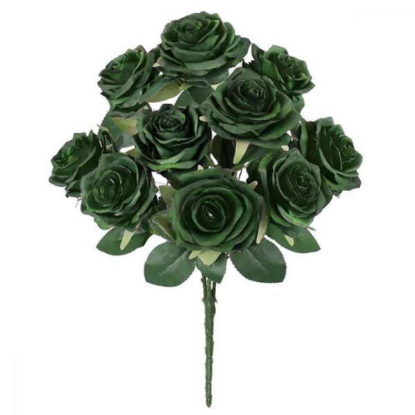 Deluxe Queen Rose Bush x 10 Head, 18in height, Color: Hunter-Green