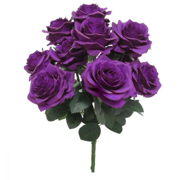 Deluxe Queen Rose Bush x 10 Head, 18in height, Color: Purple