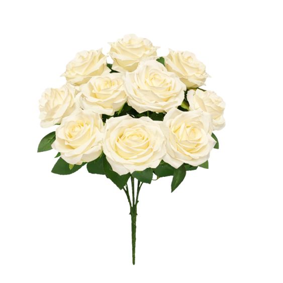 Deluxe Queen Rose Bush x 10 Head, 18in height, Color: Ivory
