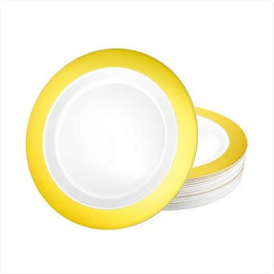 Magnificence Gold Rim Premium Plastic Round Dinnerware