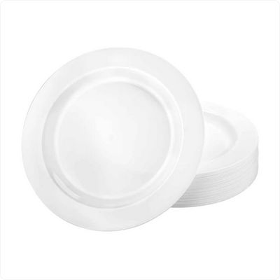 White Magnificence Premium Plastic Round Dinnerware 30pcs per pack