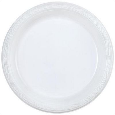 White premium heavy weight  plastic plates 100ct
