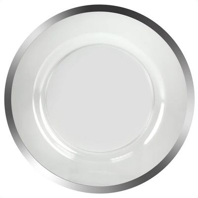 Premium Plastic 13" Round Clear Charger Plate w Color Trim  4ct per pack