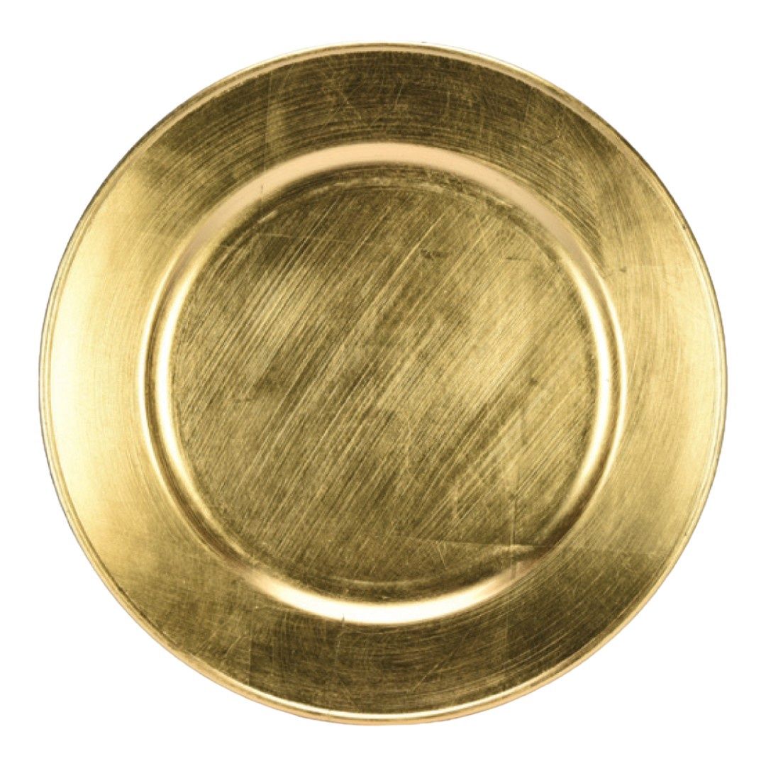 13" ROUND PLASTIC PLAIN CHARGER PLATE, Color: GOLD