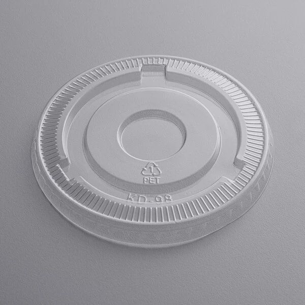 12 oz. Clear Plastic Flat Lid, No Slot - 50/Pack