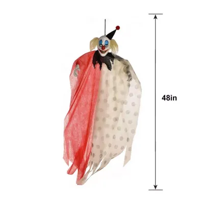 Scary Red &amp; White Polka Dot Clown Fabric &amp; Plastic Hanging Decoration, 48in