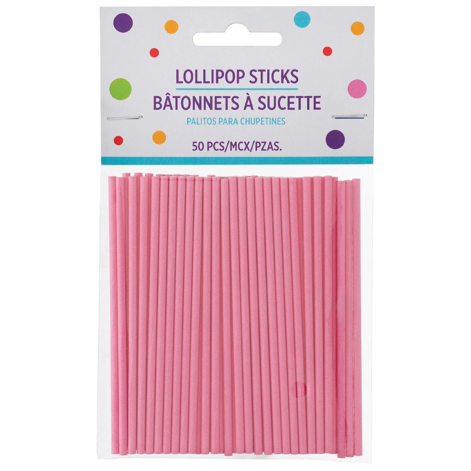 Paper Lollipop Sticks, 4in, 50ct, Color: baby-pink