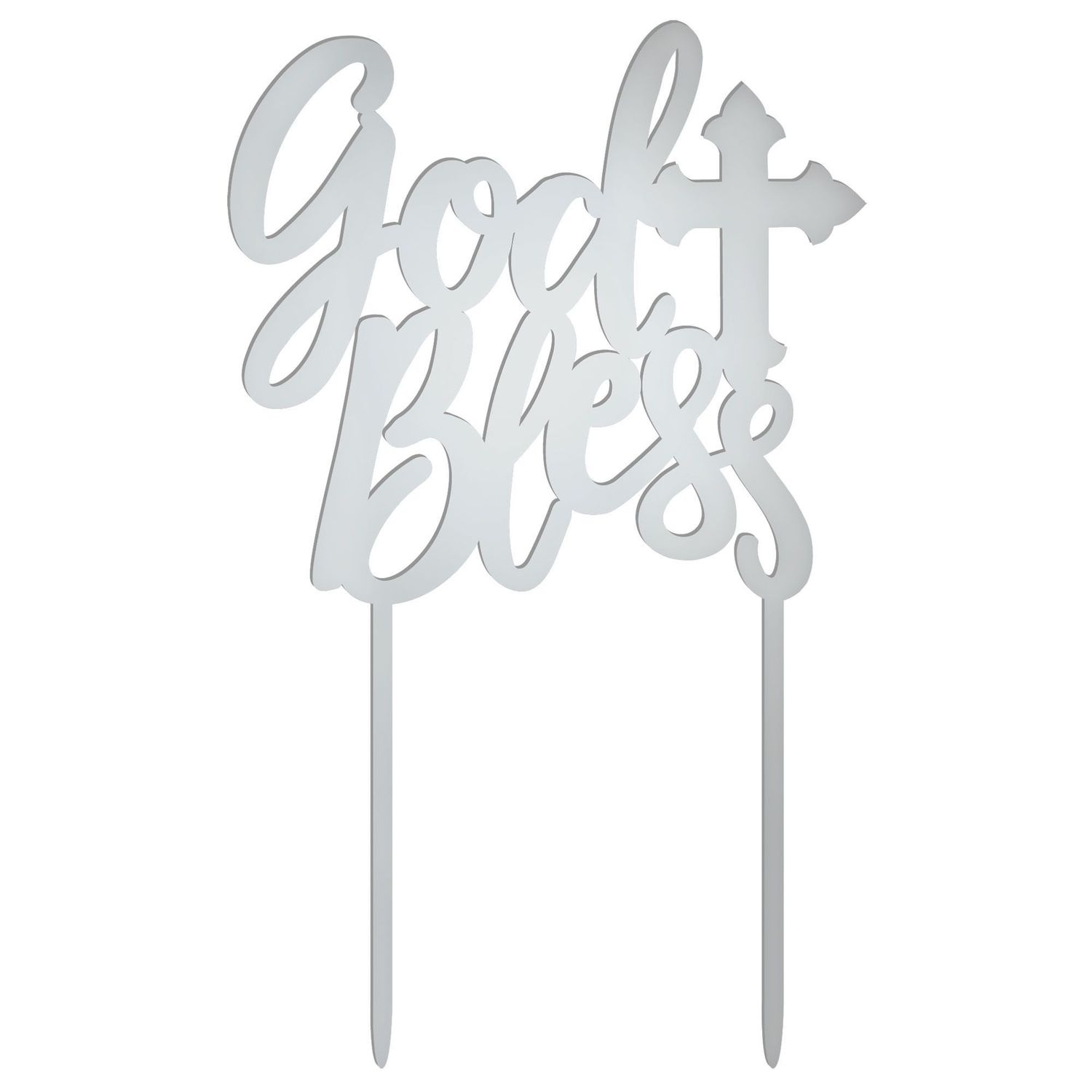 Metallic Silver God Bless Cake Topper