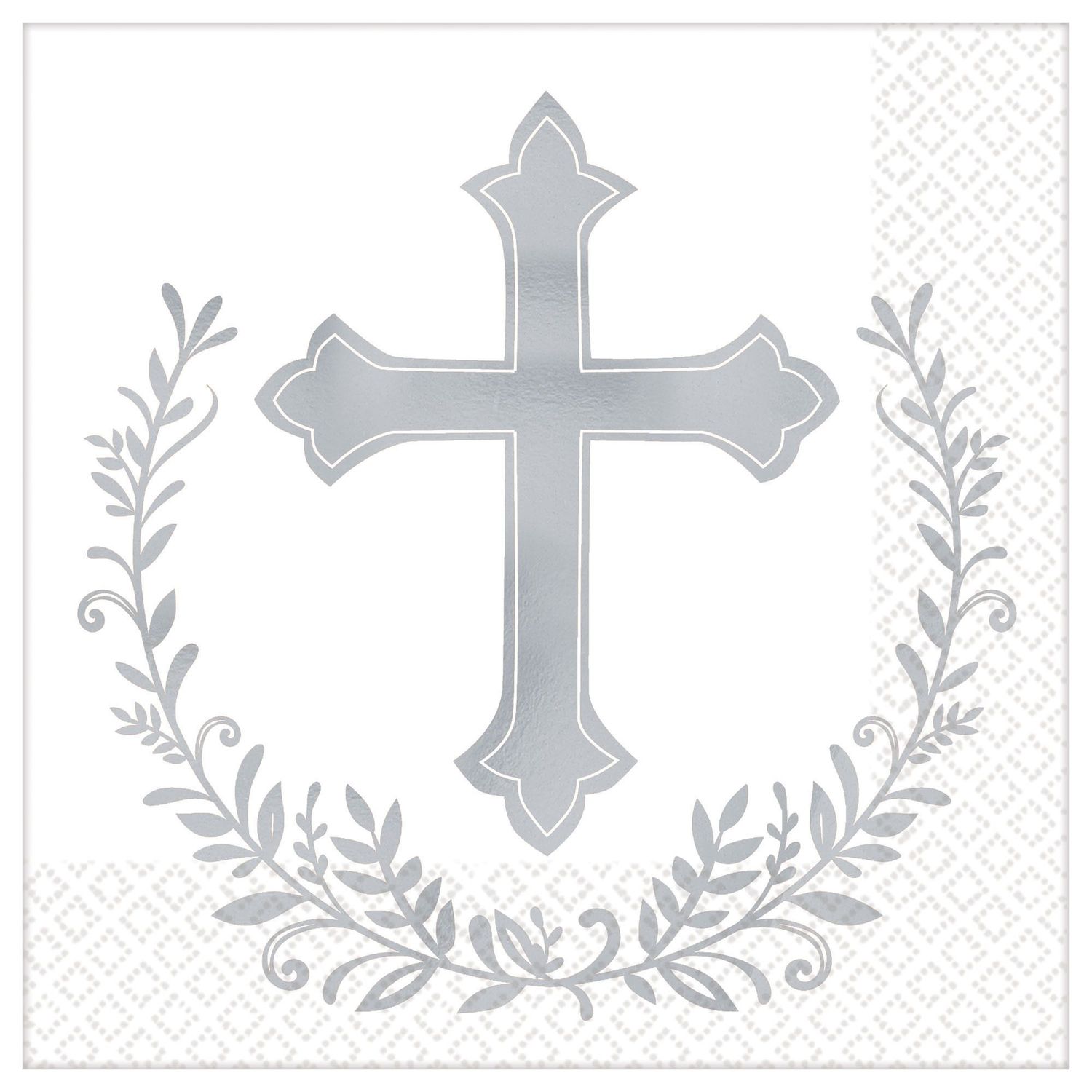 Metallic Silver Cross Beverage Napkins 16ct