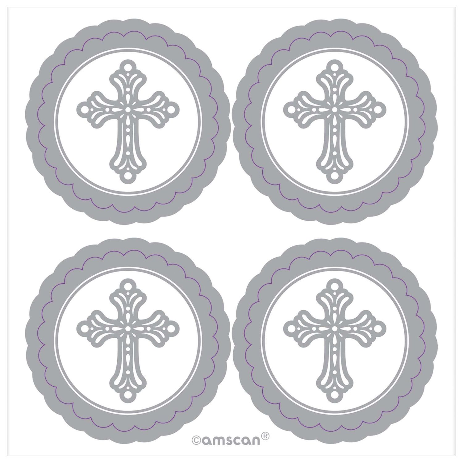 Silver Religious Sticker Labels 20ct
