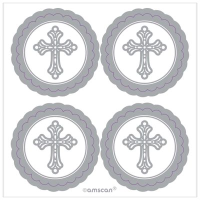 Silver Religious Sticker Labels 20ct