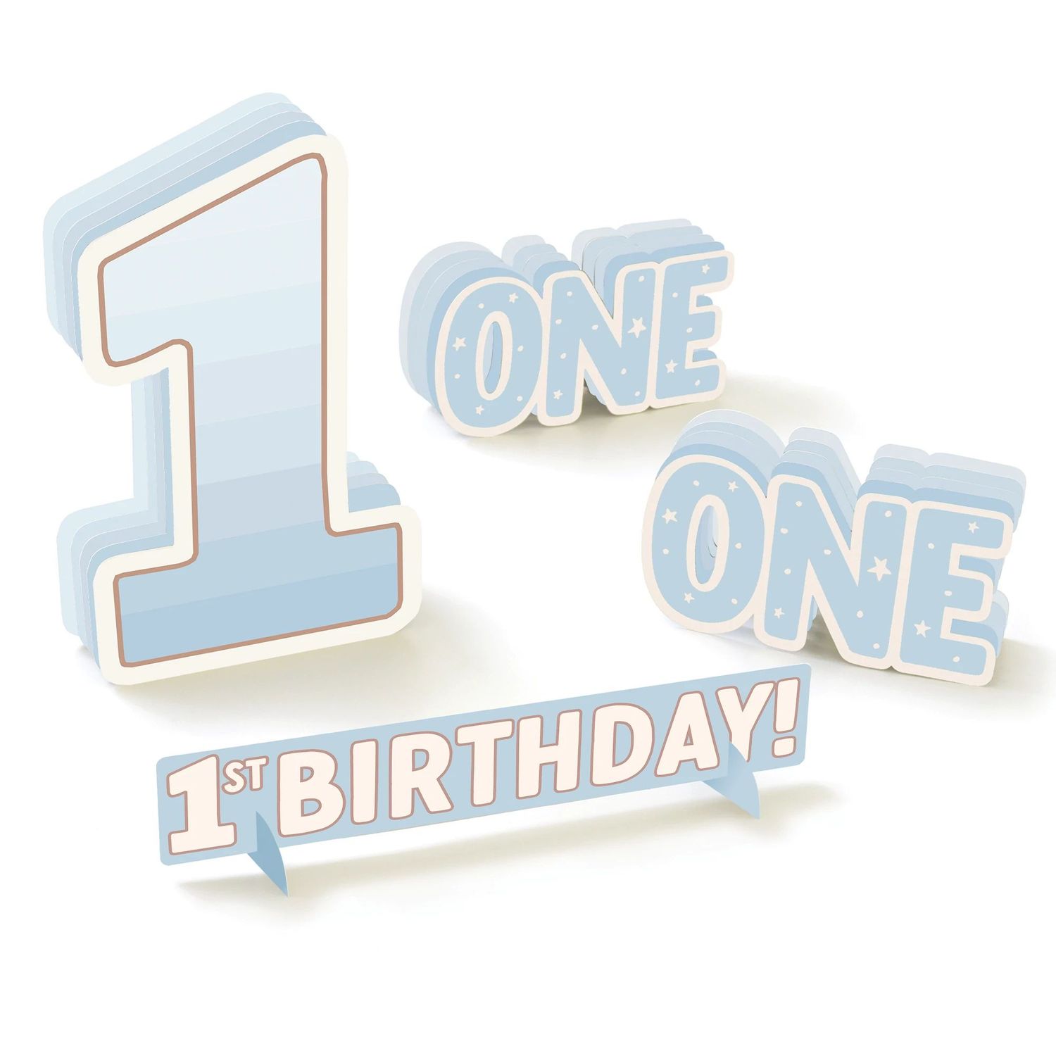 Blue 1st Birthday Cardstock Table Decorations, 4pc