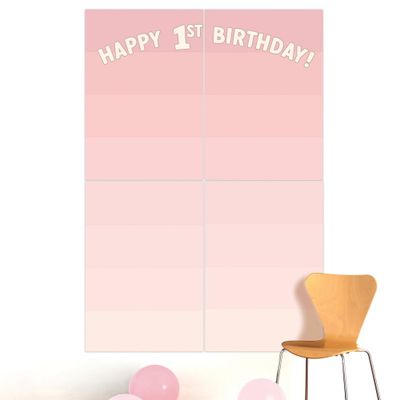 Pink 1st Birthday Photo Backdrop, 4.9ft x 5.4ft